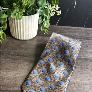 Stafford Tie with Blue Circles on Brown